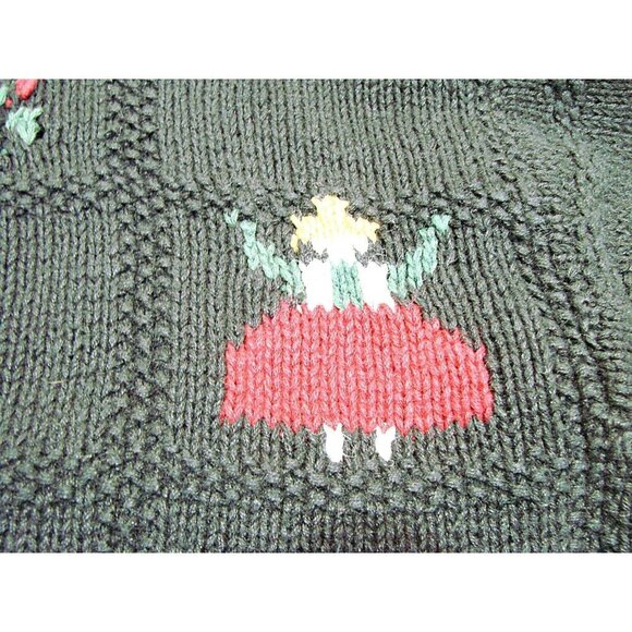 Vintage Y2K Susan Bristol Hand Knit Embroidered Cardigan Sweater Floral Black Lg - Picture 5 of 12